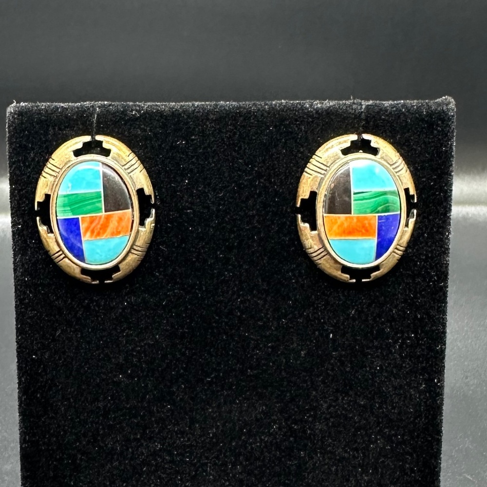 Carolyn Pollack Vintage Multi Gemstone Sterling Earrings
